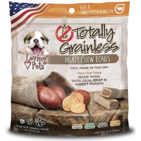 Loving Pets Totally Grainless Meaty Chew Bones - Beef & Sweet Potato - Toy/Small Dogs - 6 oz - (Dogs up to 15 lbs)