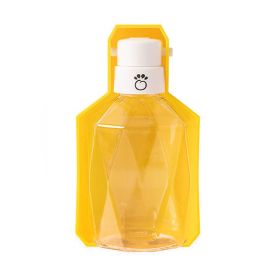 Pet water bottle with foldout lid/bowl - Yellow