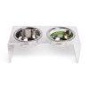 Acrylic Double Feeder w/ 2 Stainless Steel Insert bowls - Clear