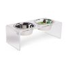 Acrylic Double Feeder w/ 2 Stainless Steel Insert bowls - Clear