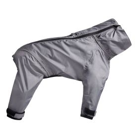 Full Body Waterproof Splash Suit w/ 4 legs, zipper & reflective piping - Charcoal (Color: Charcoal, size: XS)