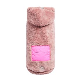 Super Soft Sherpa Fleece Hoodie w/ Contrast Neon Pocket - Soft Pink (Color: Pink, size: 2XS)