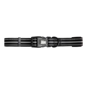 Durable Nylon Reflective Dog Collar w/ White Contrast Stitching - Black (Color: Black, size: XS)