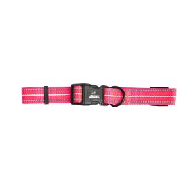 Durable Nylon Reflective Dog Collar w/ White Contrast Stitching - Neon Pink (Color: Neon Pink, size: XS)