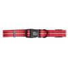 Durable Nylon Reflective Dog Collar w/ White Contrast Stitching - Red