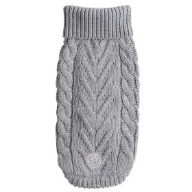 Chunky Cable Knit Turtleneck Classic Sweater - Grey Mix (Color: Grey Mix, size: 3XS)