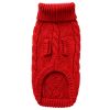 Chunky Cable Knit Turtleneck Classic Sweater - Red