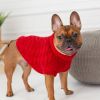 Chunky Cable Knit Turtleneck Classic Sweater - Red