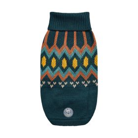 Sculpted Turtleneck Sweater w/ vintage heritage design - Teal (Color: Teal, size: 3XS)